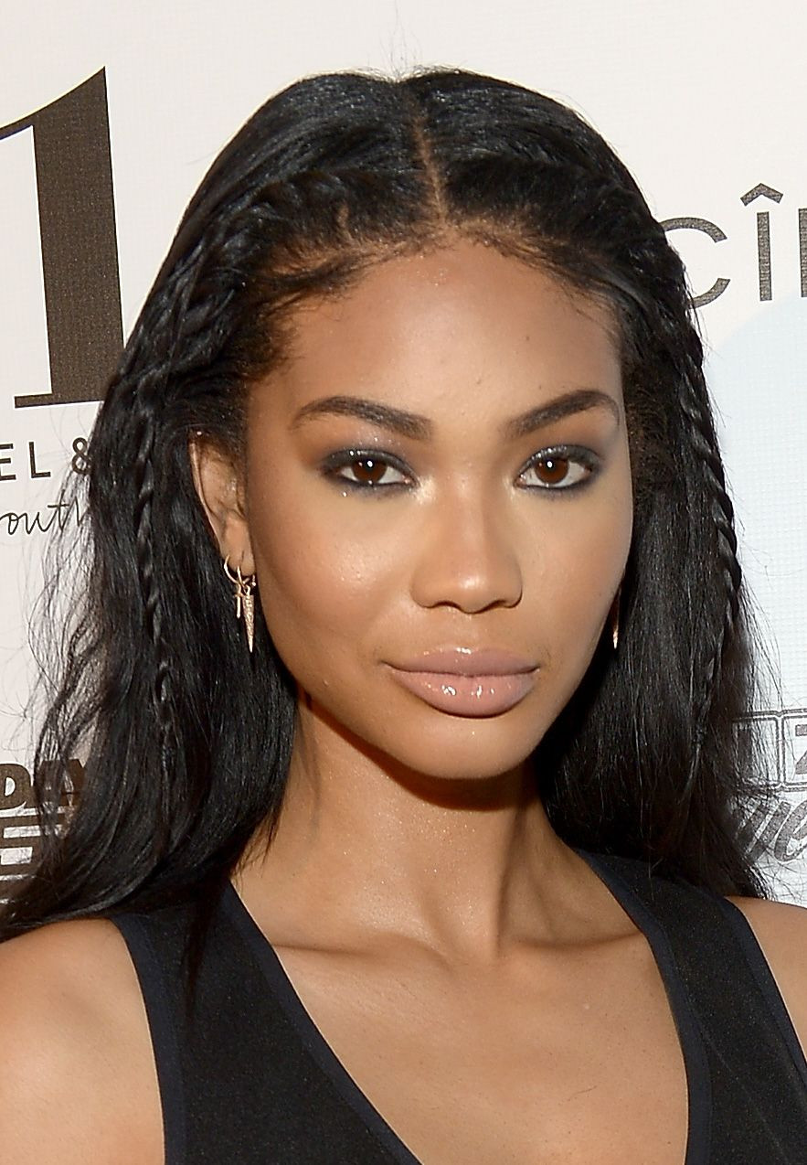 Long Black Wavy With Braided Accents — Hairstyles for Growing Out Bangs