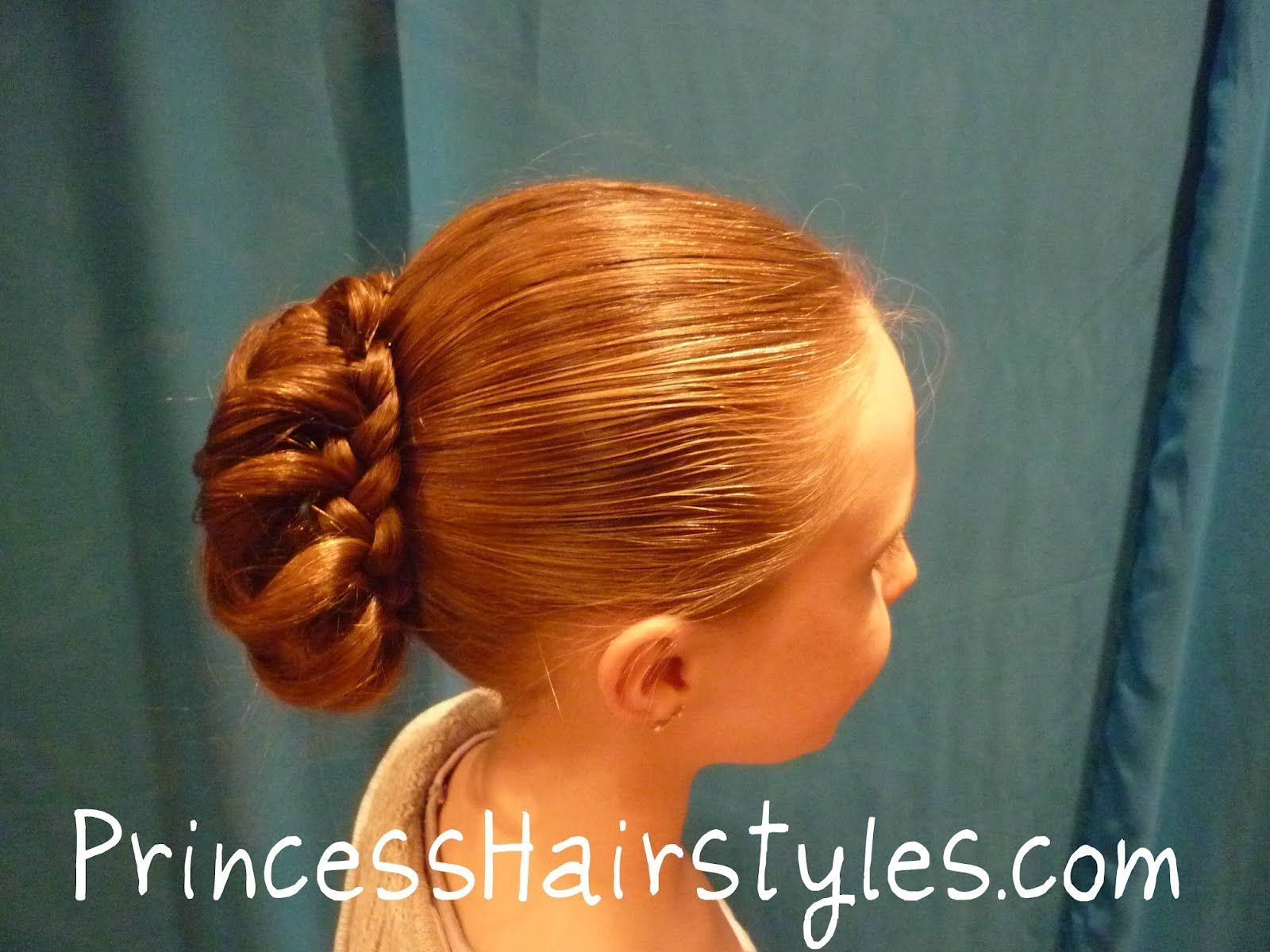 Red Braided Bun With Floral Netting — Dance Recital Hairstyles