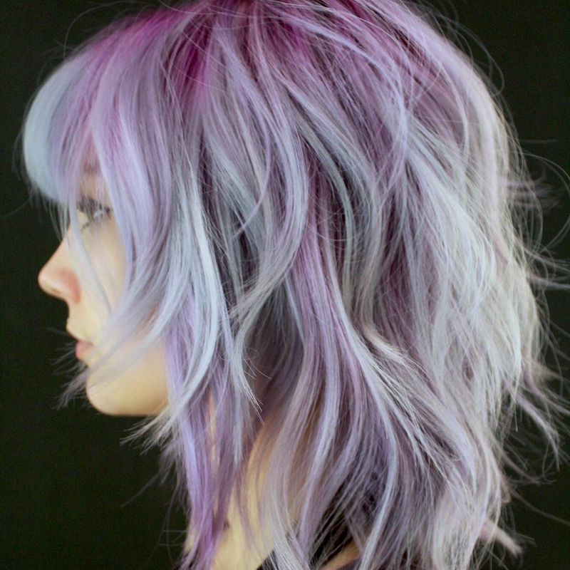 Pastel Purple and Silver Streaked Shag Pastel Purple and Silver Streaked Shag — Pastel Purple Hair