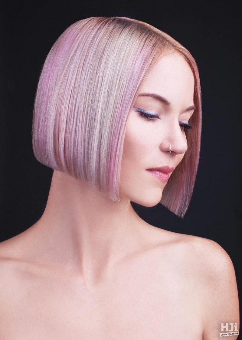 Chin-Length Bob With Lilac Pink Highlights — Lilac Hair