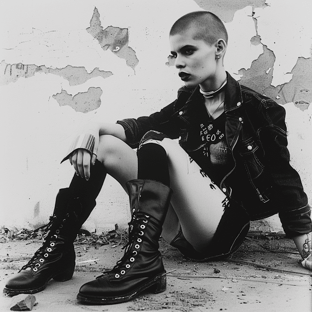 Denim Jacket, Graphic Tee, Mini Skirt, and Lace-Up Boots — Indie Sleaze Outfits