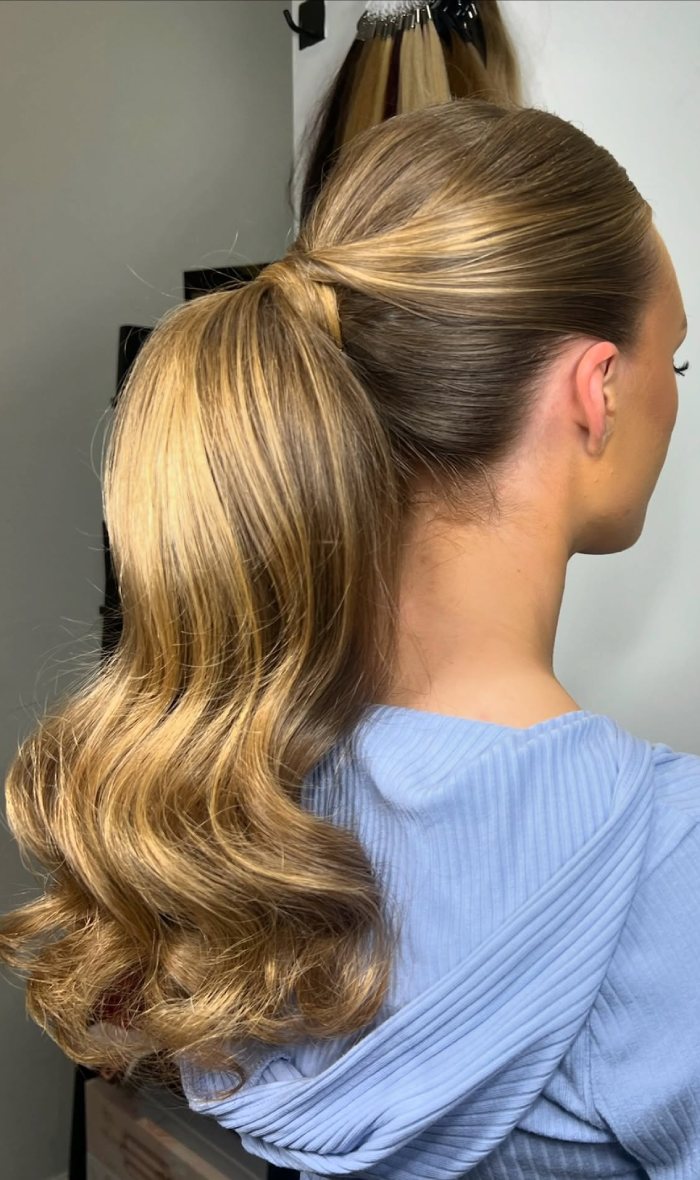 Dark Brown Bubble Ponytail — Low Ponytail