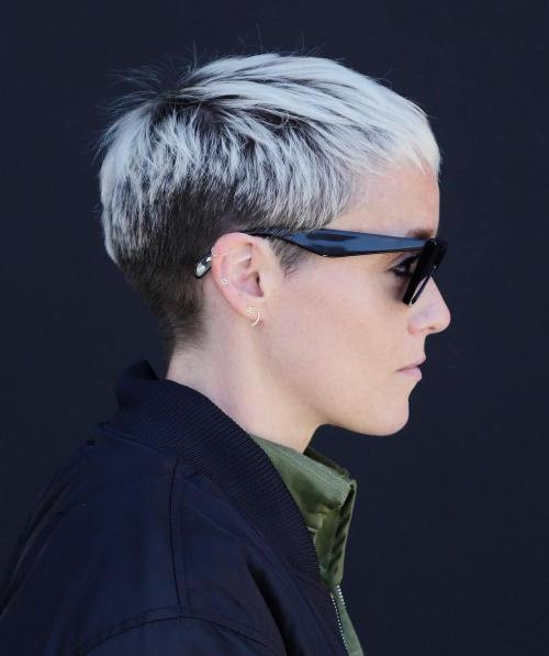 Ash Blonde Pixie With Dark Undercut Ash Blonde Pixie With Dark Undercut — Short Gray Haircuts