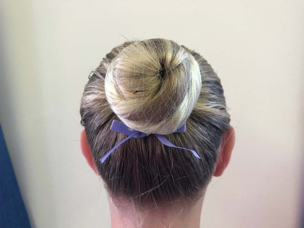 Tight Ballet Bun with Purple Bow Tight Ballet Bun with Purple Bow — Ballet Hairstyles