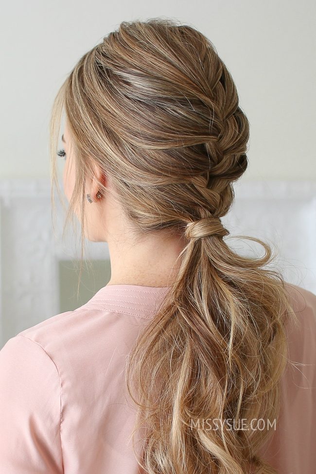 Honey Blonde Ponytail With Braided Accent — Braided Ponytail