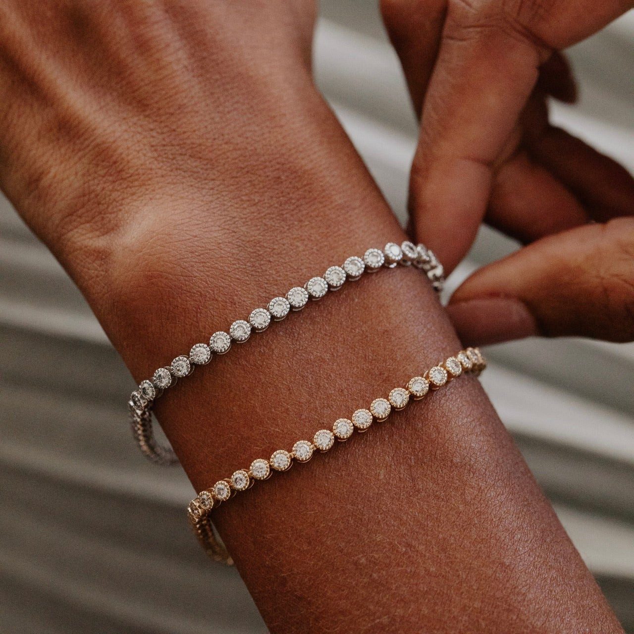 Mixed Metal Tennis Bracelets Stack Mixed Metal Tennis Bracelets Stack