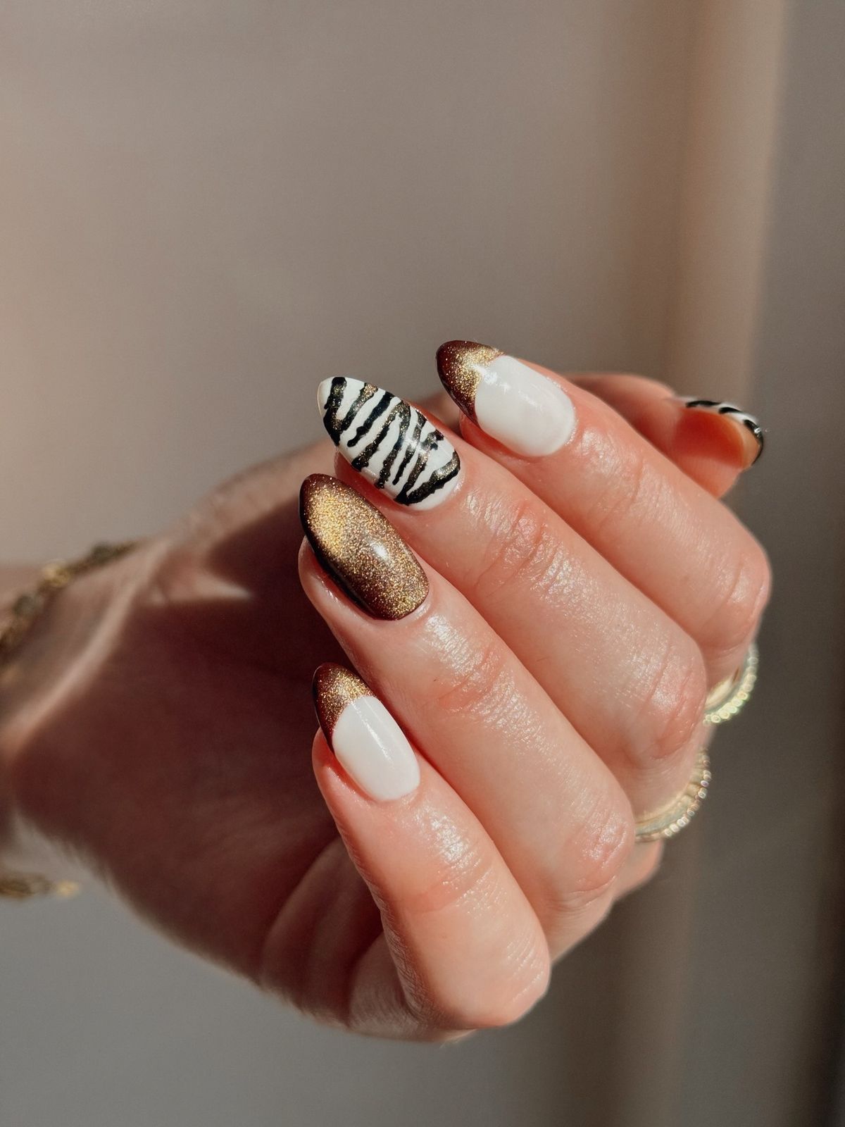 Glossy Metallic Visual Idea — Zebra Nails