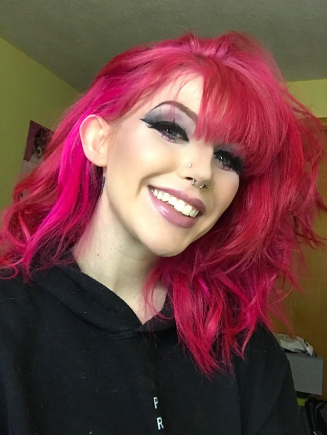 Messy Wavy Hot Pink Shag — Hot Pink Hair