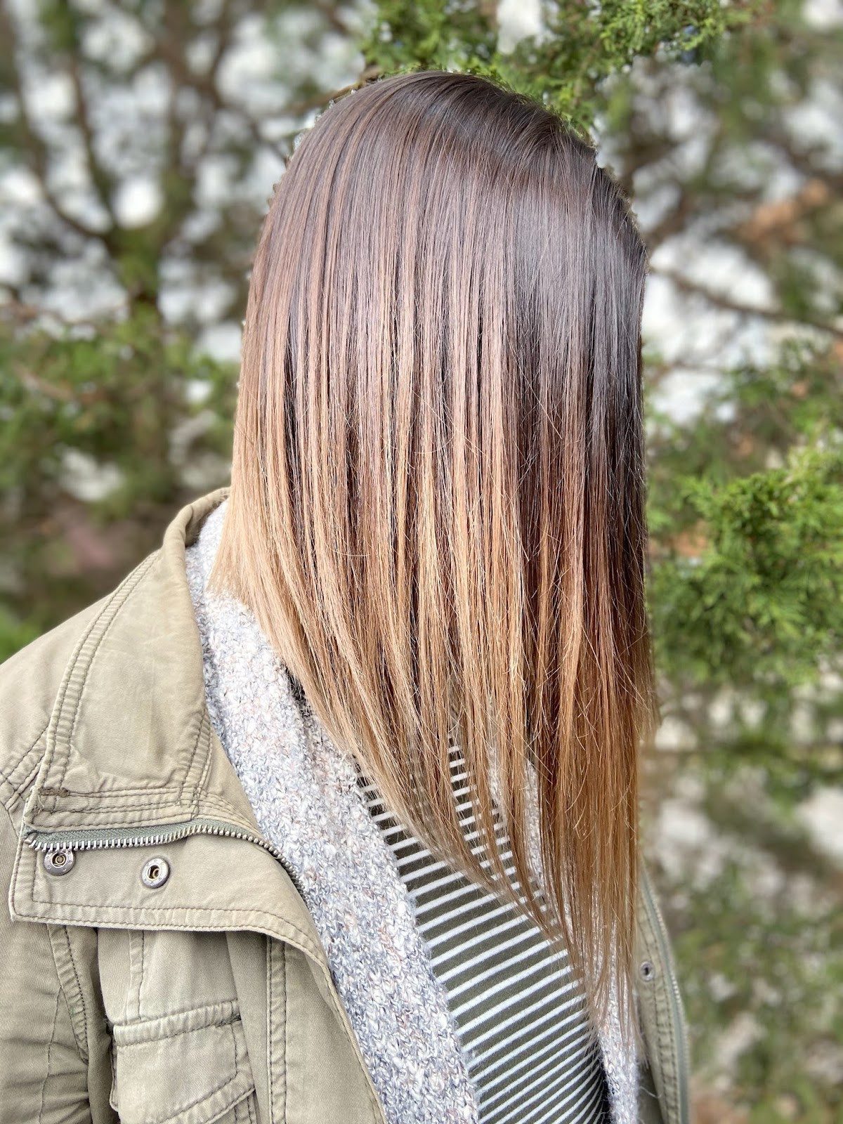 Dark Brown to Blonde Lob With Side Part Dark Brown to Blonde Lob With Side Part — Shadow Root