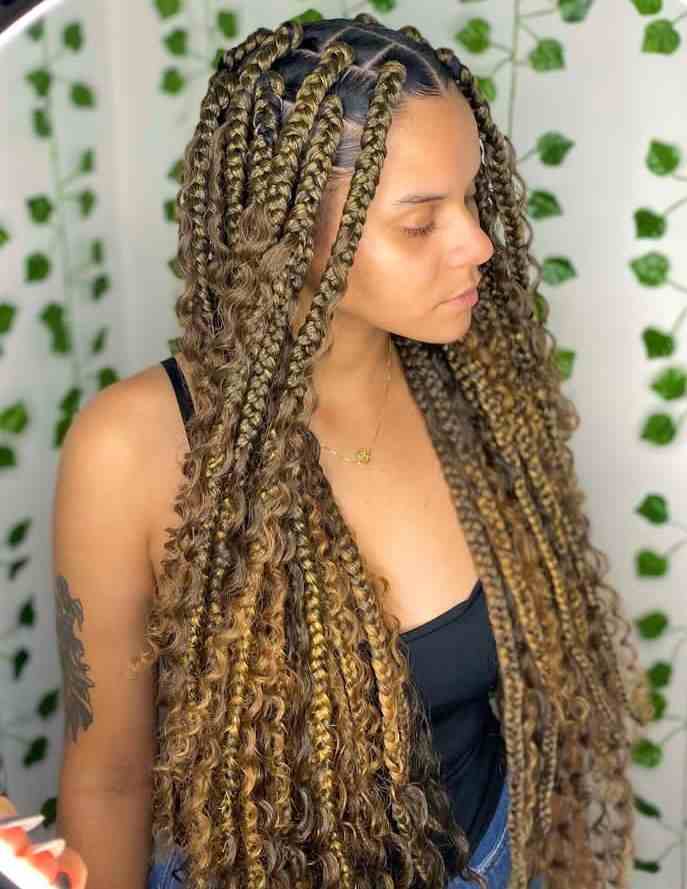 Large Blonde and Brown Braids — Goddess Braids