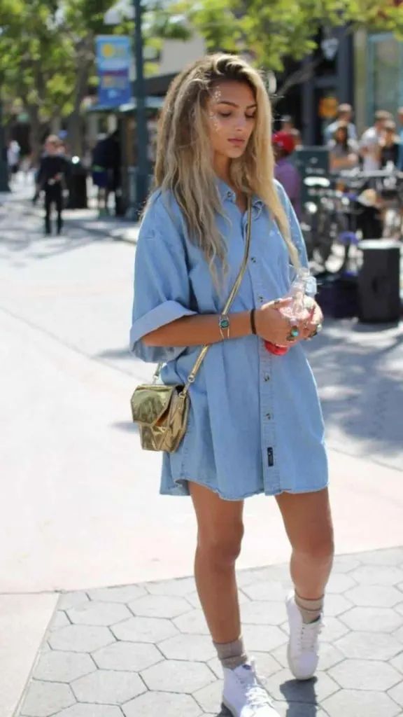 Denim Dress Styling Variation Denim Dress Styling Variation — High Top Converse Outfits