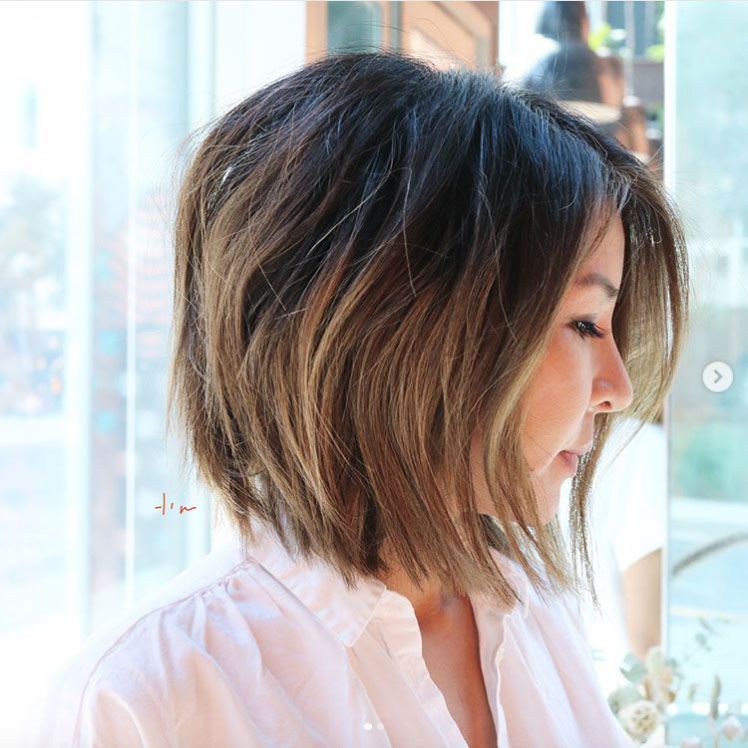 Textured Chin Bob With Choppy Layers Textured Chin Bob With Choppy Layers — A-Line Bob