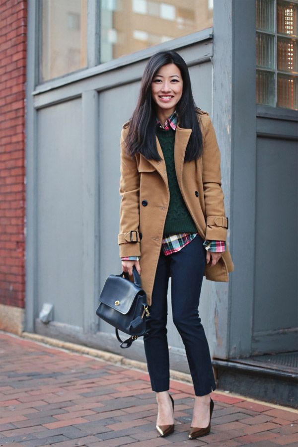 Layered Sophistication: Trench Coat and Plaid Shirt Layered Sophistication: Trench Coat and Plaid Shirt — Boston Outfits