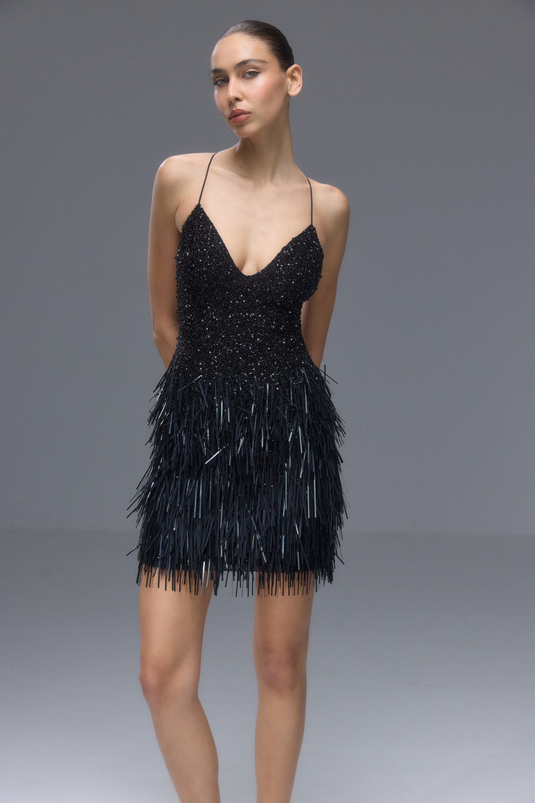 Black Sequin Mini Dress with Fringe for a Birthday Party Black Sequin Mini Dress with Fringe for a Birthday Party — 21st Birthday Outfits