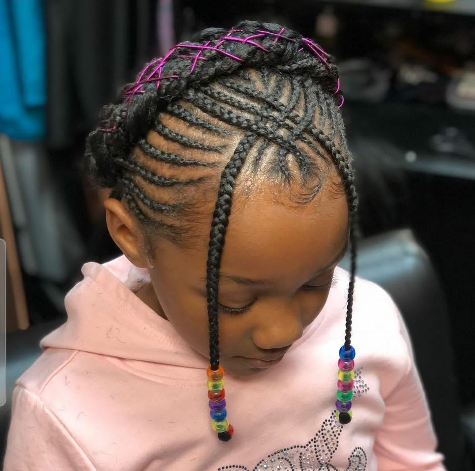 Cornrow Bun with Colorful Beads Cornrow Bun with Colorful Beads — Toddler Girl Hairstyles
