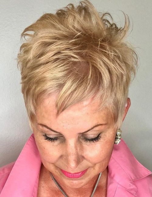 Honey Blonde Spiky Pixie With Tousled Top — Spiky Hair