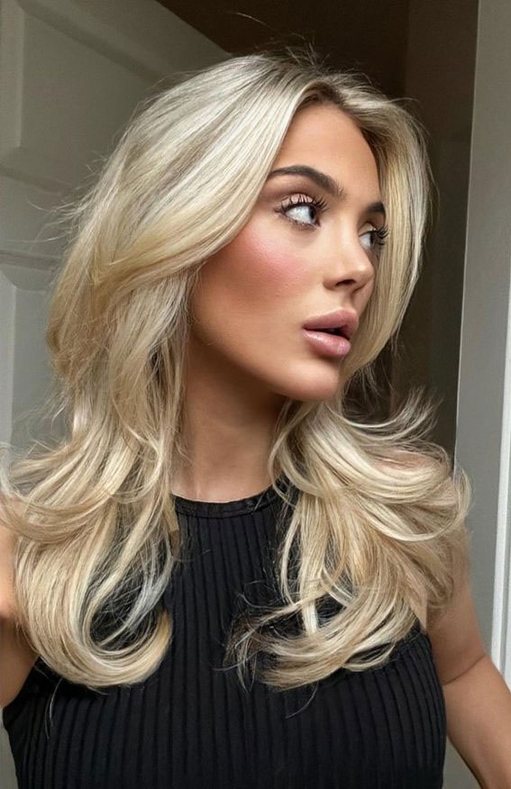 Platinum Mid-Back Curls With Root Shadow — Old Money Hairstyles