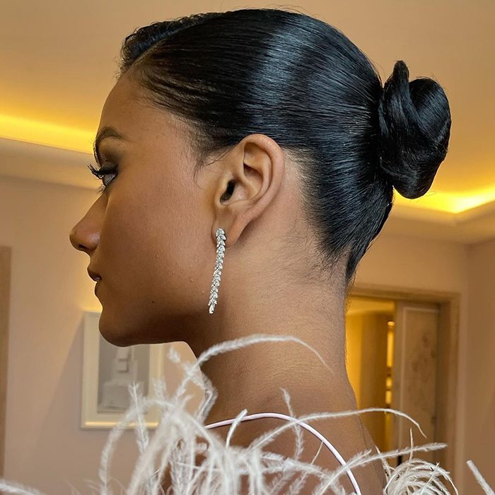 Sleek Black Mid-Back Bun — Slick Back Bun