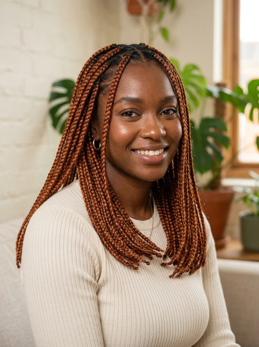 Shoulder-Length Box Braids in Vibrant Ginger Shoulder-Length Box Braids in Vibrant Ginger — Ginger Braids