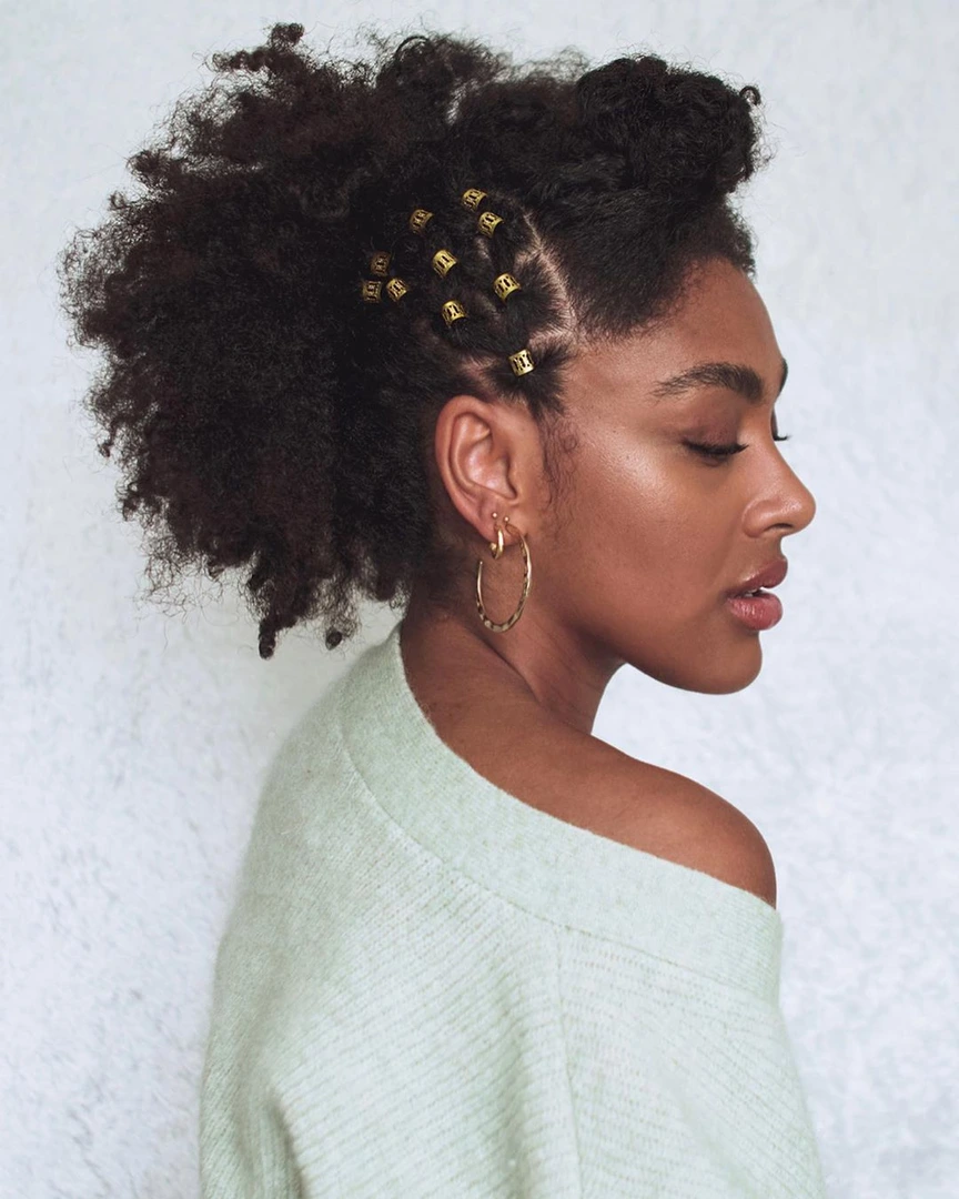 Bantu Knots with Gold Beads Bantu Knots with Gold Beads — Aesthetic Hairstyles