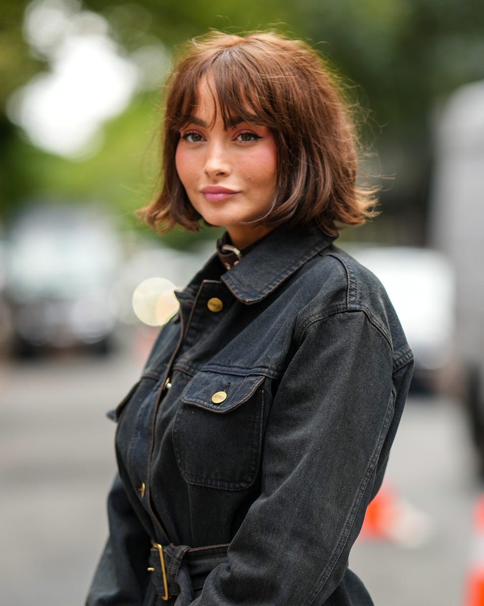 Wavy Brown Lob With Wispy Bangs Wavy Brown Lob With Wispy Bangs — Long Bob