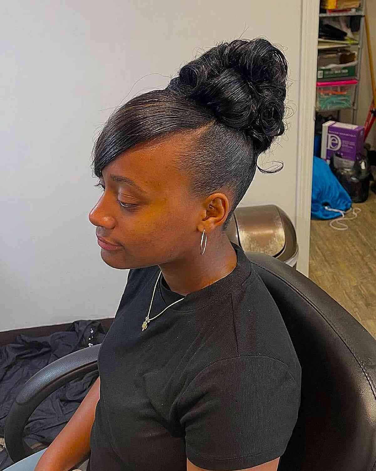 Sleek High Rolled Bun With Side Bangs — Natural Hair Bun