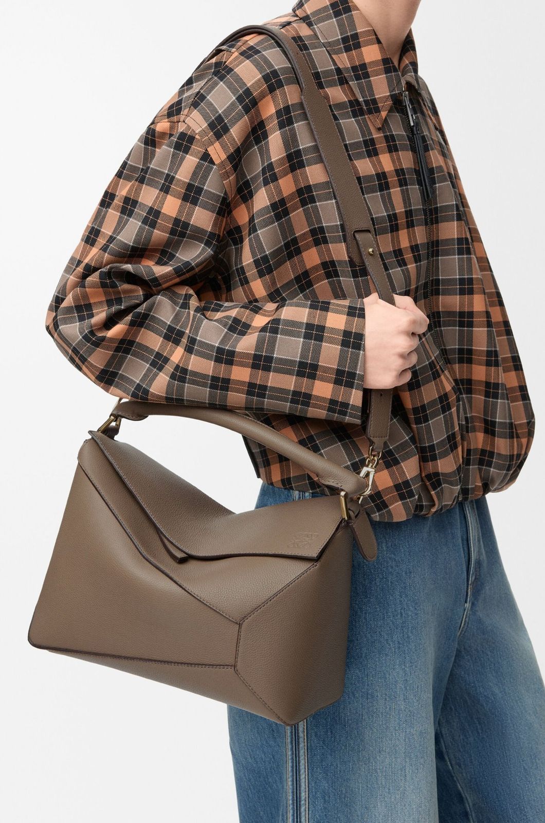 Casual Layering with a Taupe Leather Loewe Bag — Loewe Bag Outfits