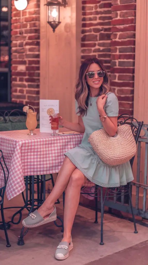 Pastel Blue Tiered Dress for Cafe Dining Pastel Blue Tiered Dress for Cafe Dining — Puerto Rico Outfits