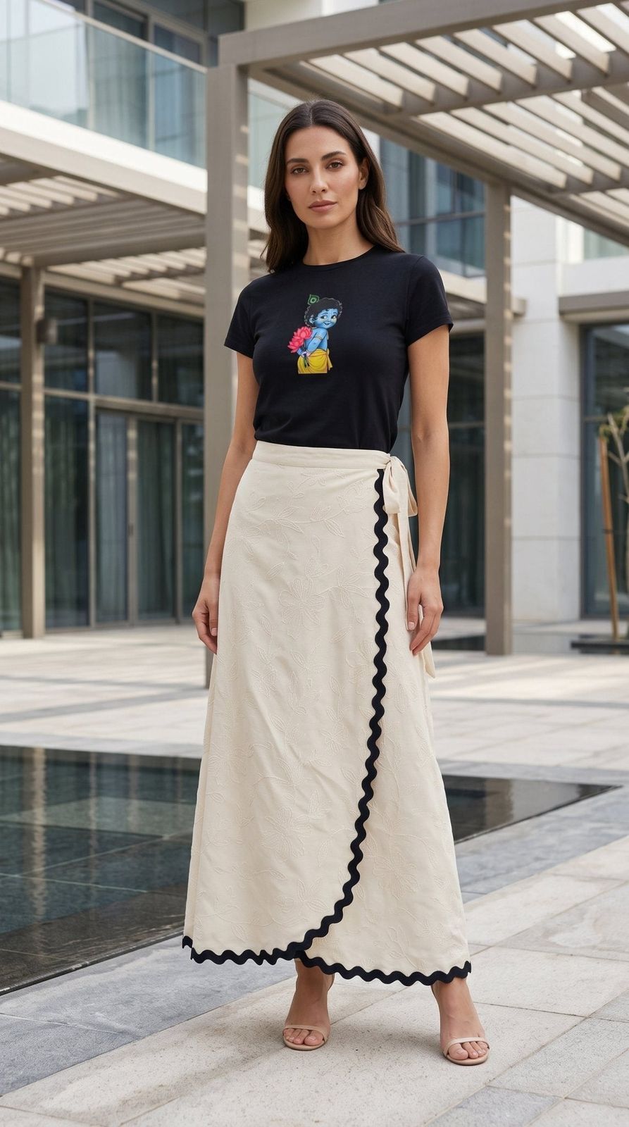 Maxi Wrap Skirt with Graphic Tee Maxi Wrap Skirt with Graphic Tee — Wrap Skirt Outfits