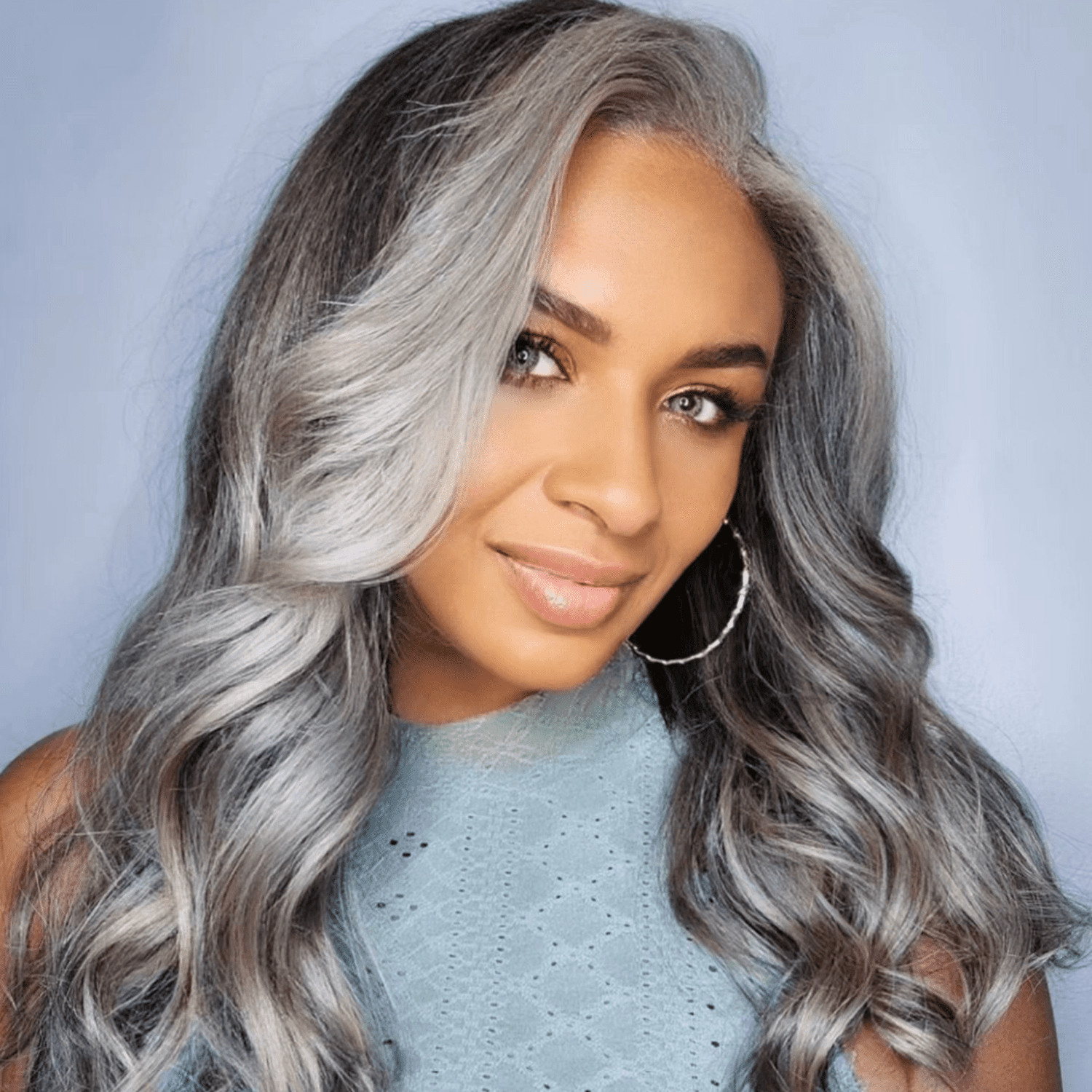 Thick Wavy Grey Mid-Back Length Thick Wavy Grey Mid-Back Length — Hair Color for Older Women