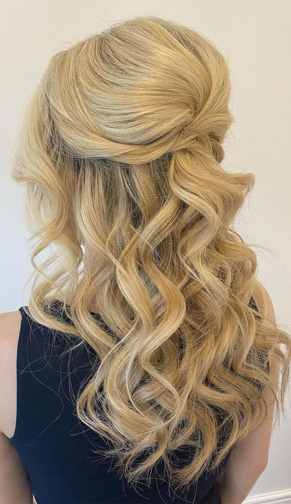 Ash Blonde Twisted Sections — Prom Half Up Half Down