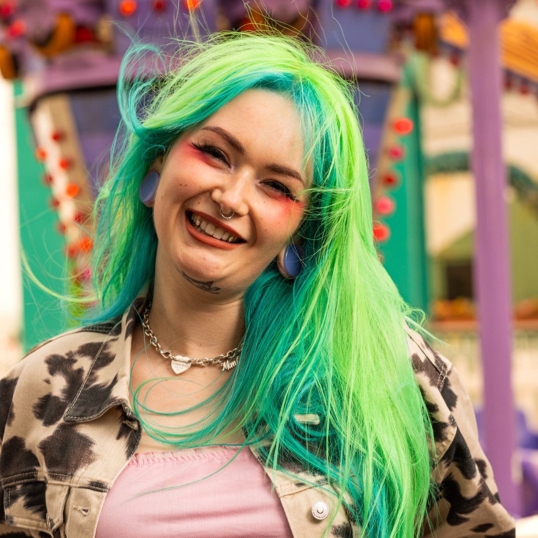 Mid-Back Wavy Aqua & Lime Green — Aqua Hair