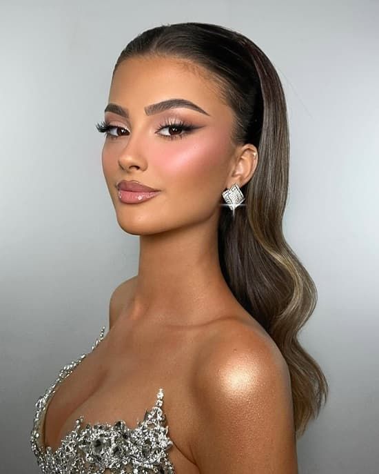 Dark Brown High Ponytail Half Up Dark Brown High Ponytail Half Up — Sleek Half Up Half Down