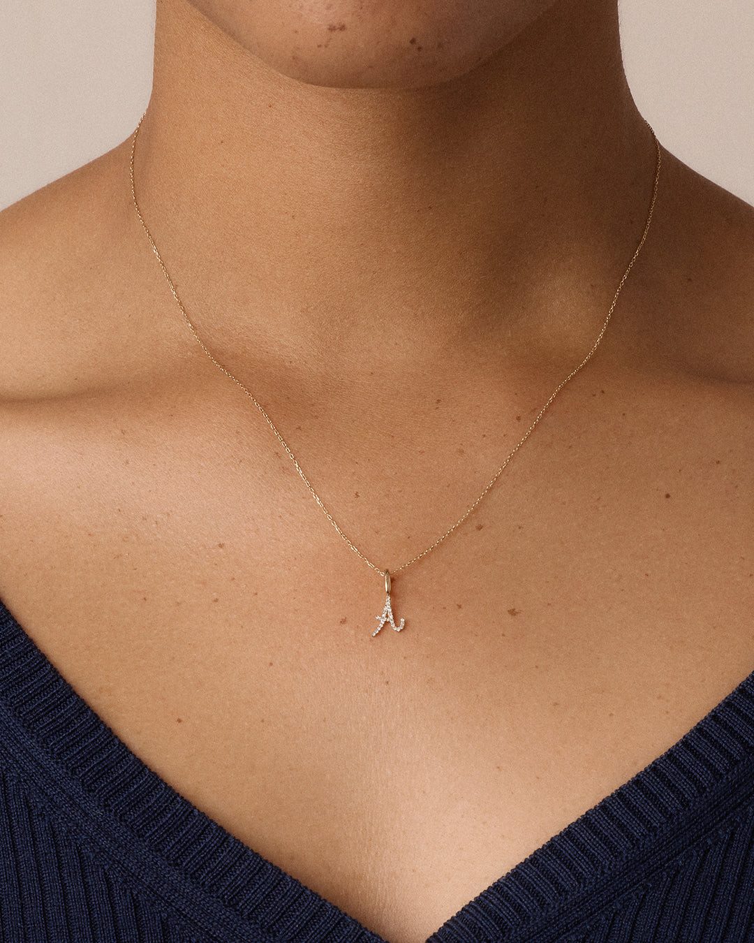 Diamond-Encrusted Initial 'A' for Elegant Accents Diamond-Encrusted Initial 'A' for Elegant Accents — Initial Necklaces