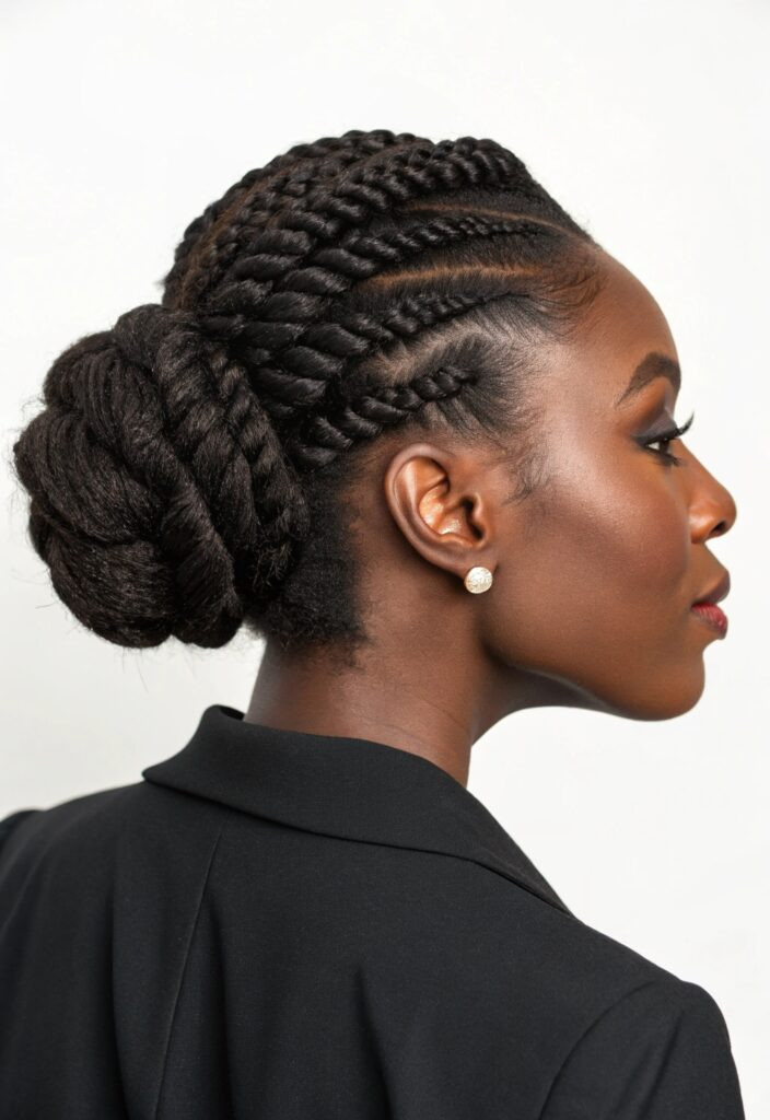 Large Twisted Braid Bun — Knotless Braids Updo
