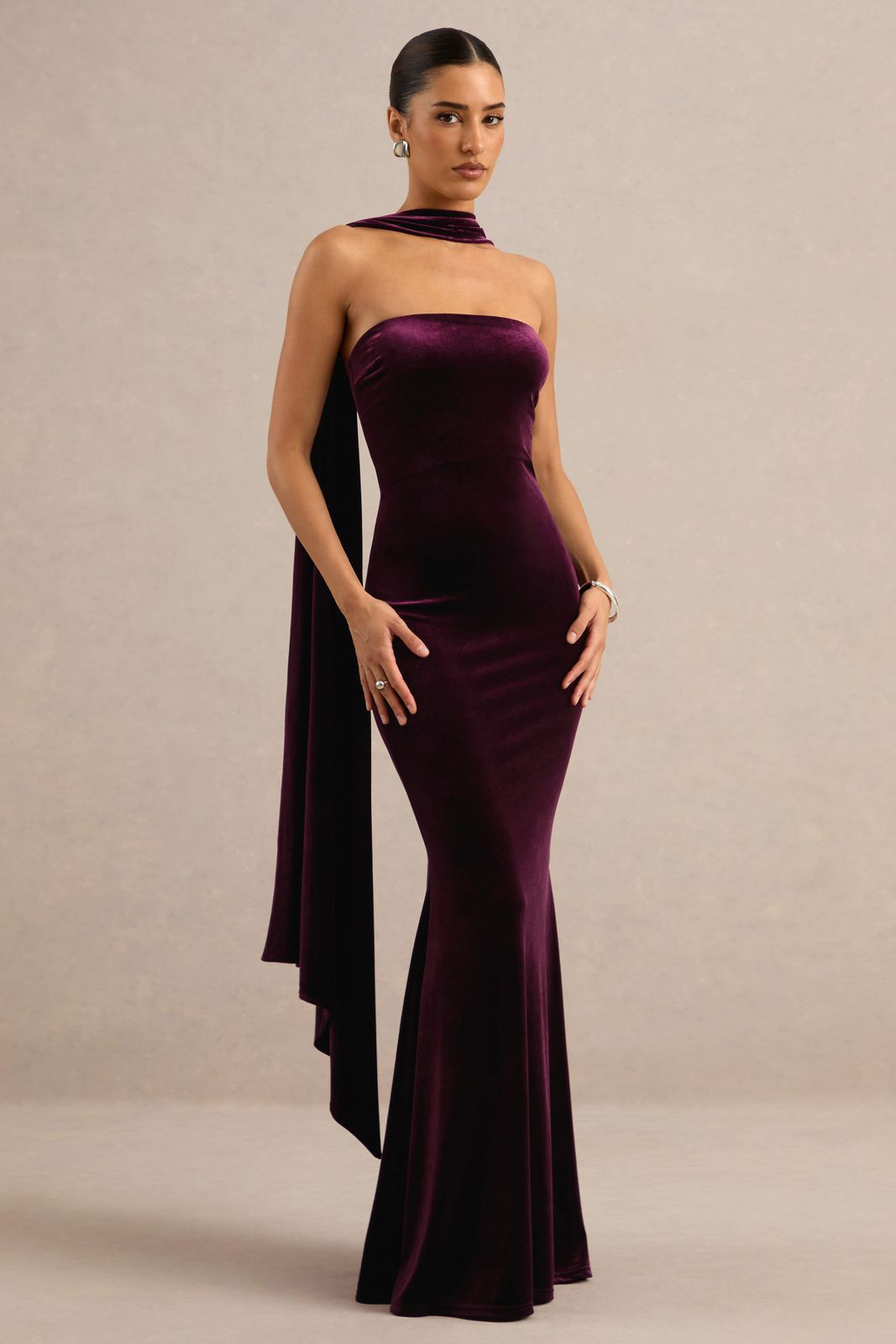 Deep Purple Velvet Gown: Draped Opulence Deep Purple Velvet Gown: Draped Opulence — Date Night Dresses