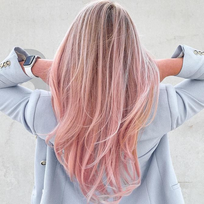 Pink Blonde Mid-Back Layers — Pink Hair