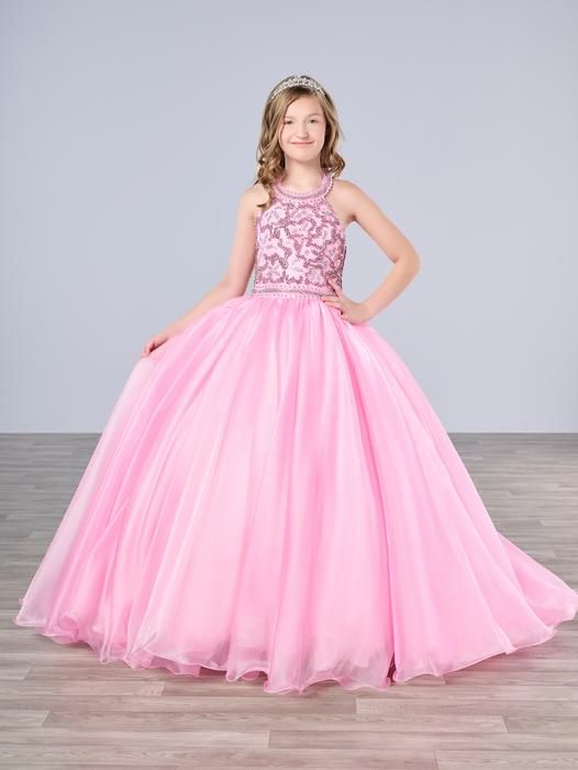 Vibrant Pink Pageant Ballgown with Sequined Halter Neckline Vibrant Pink Pageant Ballgown with Sequined Halter Neckline — Pageant Dresses