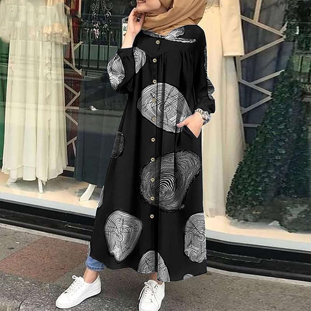 Wood Grain Print Maxi Dress with Sneakers for Casual Comfort Wood Grain Print Maxi Dress with Sneakers for Casual Comfort — Casual Hijab Outfits