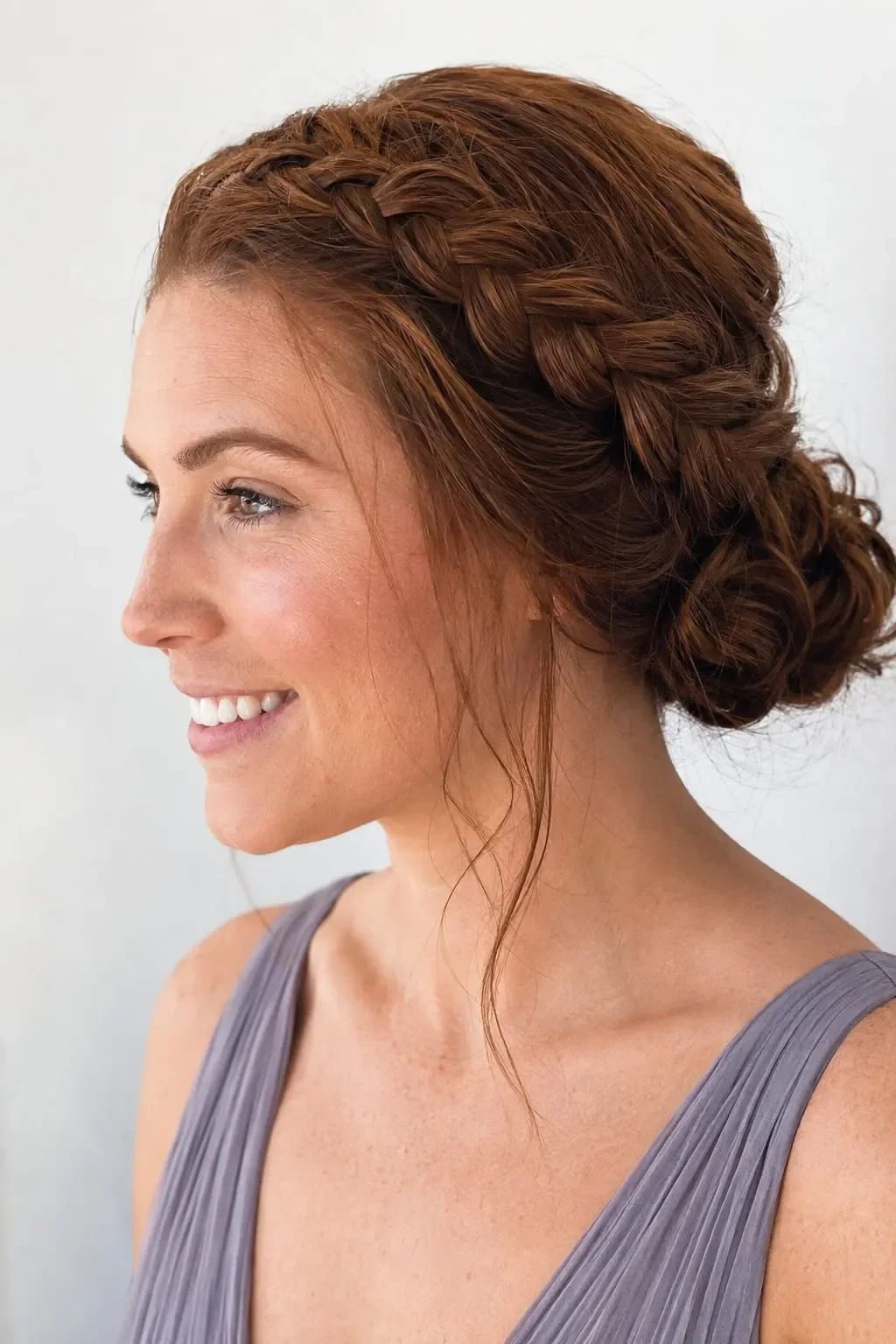 Braided Updo with Loose Tendrils — Engagement Photo Hairstyles