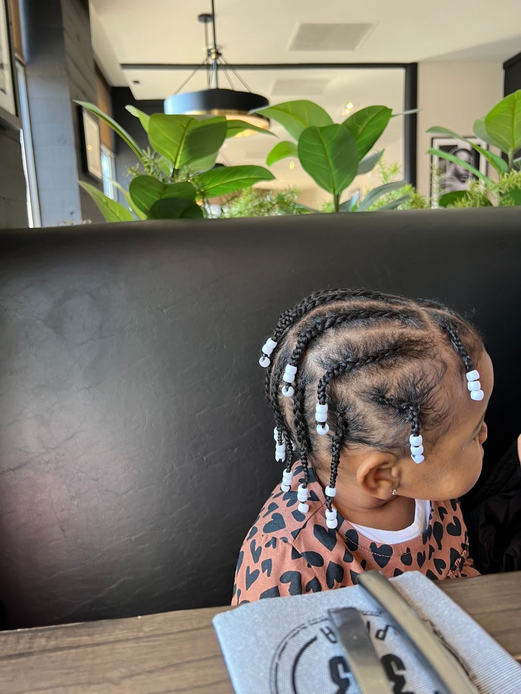Thick Coily Box Braids with White Beads — Toddler Braids