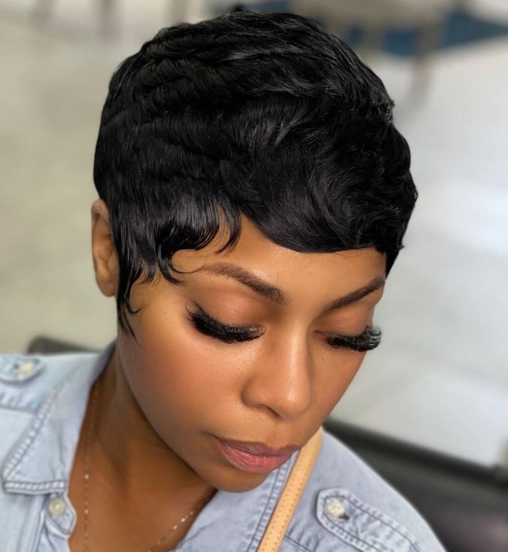 Smooth Black Pixie With Finger Waves Smooth Black Pixie With Finger Waves — 27 Piece Hairstyles