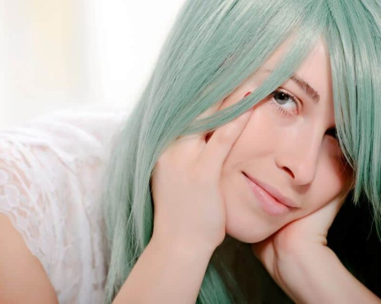 Mid-Back With Side-Swept Fringe — Pastel Green Hair