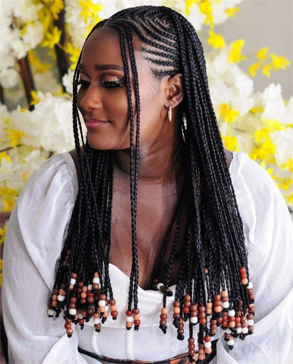 Thick Black Braids Decorated With Beads Thick Black Braids Decorated With Beads — Track Hairstyles