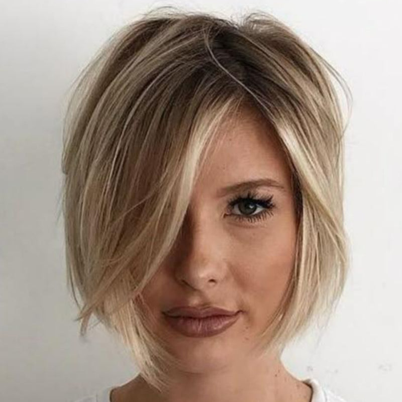Ash Blonde Bob With Darker Roots — Hair Color for Thin Hair