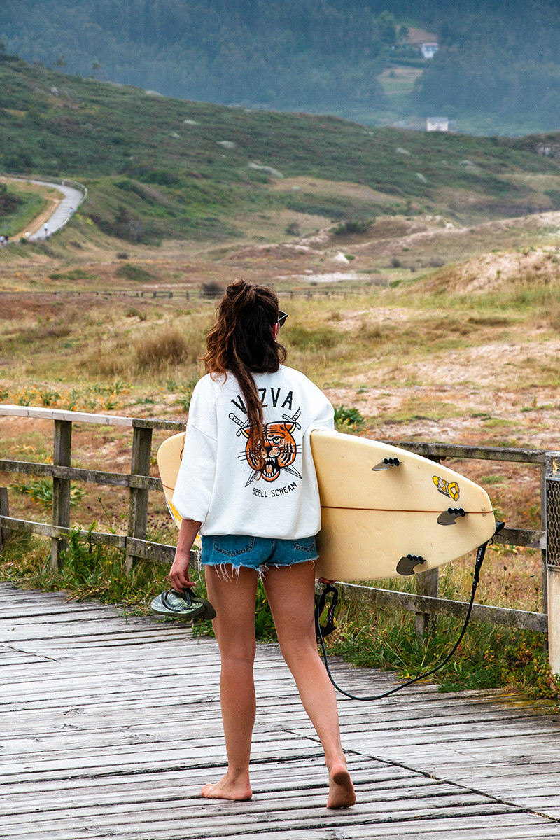 Graphic Sweatshirt and Denim Shorts for Casual Comfort — Surfer Girl Outfits