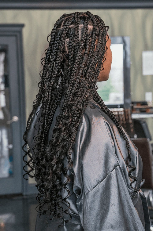 Mid-Back Box Braids With Curly Ends Mid-Back Box Braids With Curly Ends — Boho Hairstyles