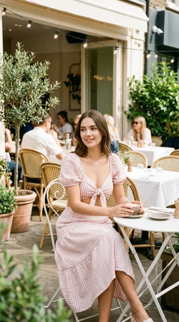 Pink Gingham Tie-Front Crop Top and Midi Skirt Set Pink Gingham Tie-Front Crop Top and Midi Skirt Set — Soft Girl Outfits