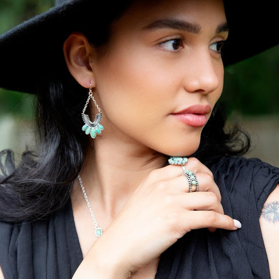 Silver Rings and Earrings with Turquoise Details Silver Rings and Earrings with Turquoise Details — Silver Jewelry Stack