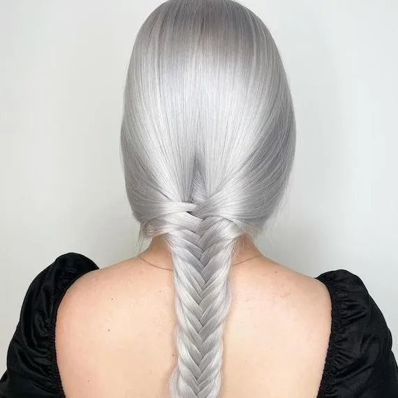 Silver Grey Fishtail Braid — Gray Braids